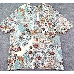 Chico’s 4 XXL Moroccan Paisley Print Short Sleeve Knit Top NWT Multicolor